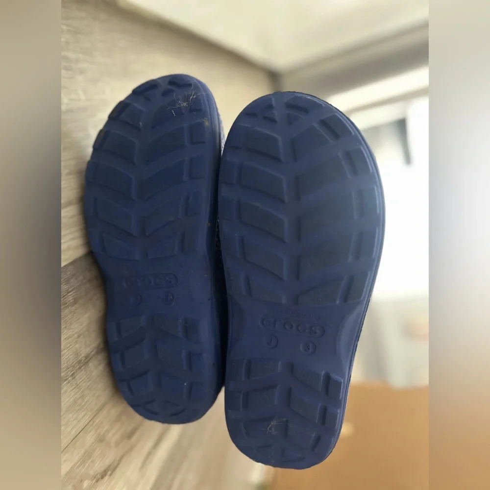 CROCS Kids Navy Rain Boots with Easy Pull Handles